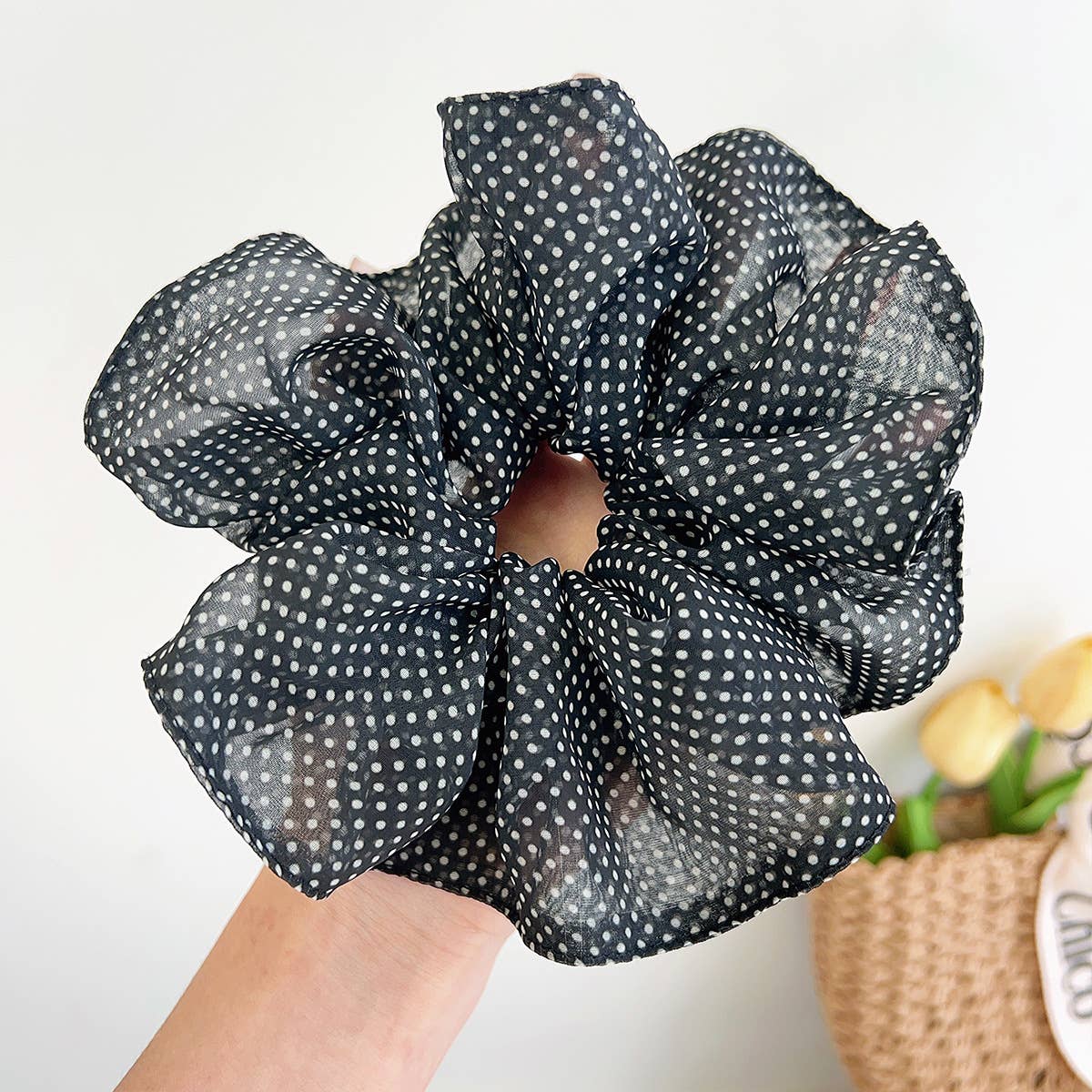 Organza Small Polka Dot Scrunchies- Set of 2
