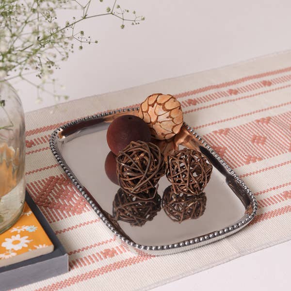 Engravable Rect Beaded Tray - MD