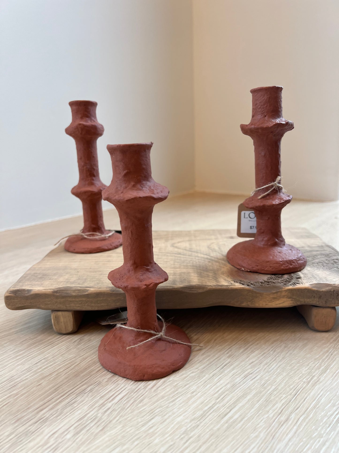 Red, clay candlesticks
