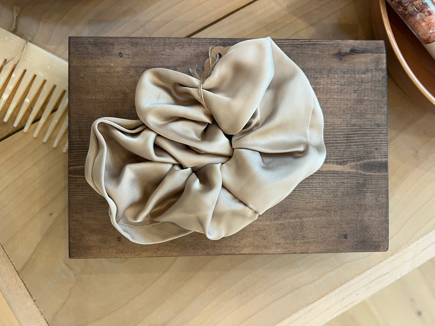 Tan / Gold Hair Scrunchie- Small