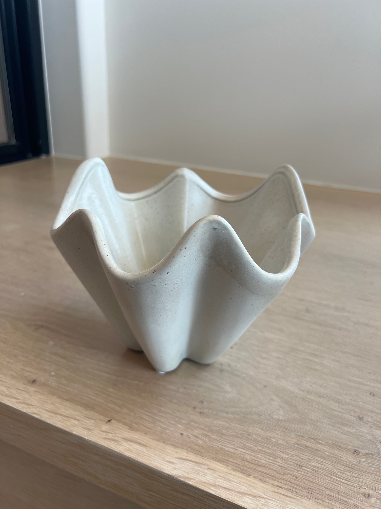 Cream Pleated/Fluted Bowl