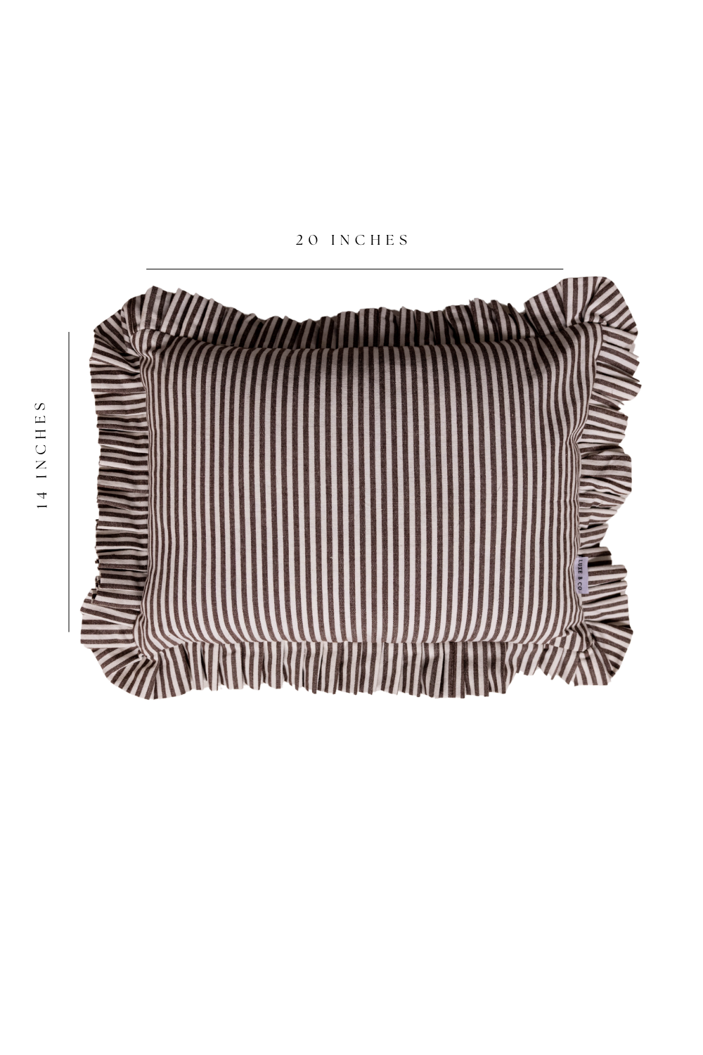 Ruffle Lumbar Pillow Brown White Stripes