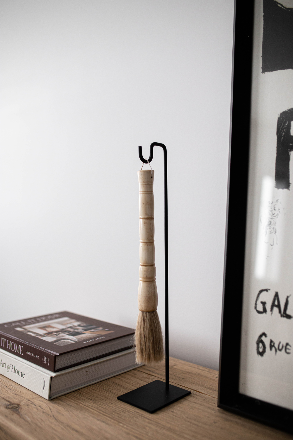 Cream Calligraphy Brush with Stand