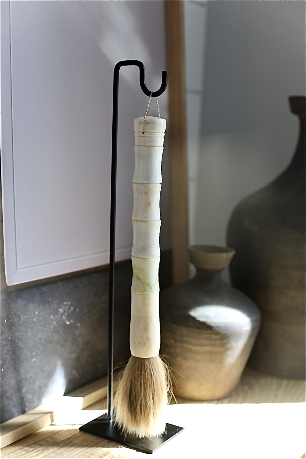 Cream Calligraphy Brush with Stand
