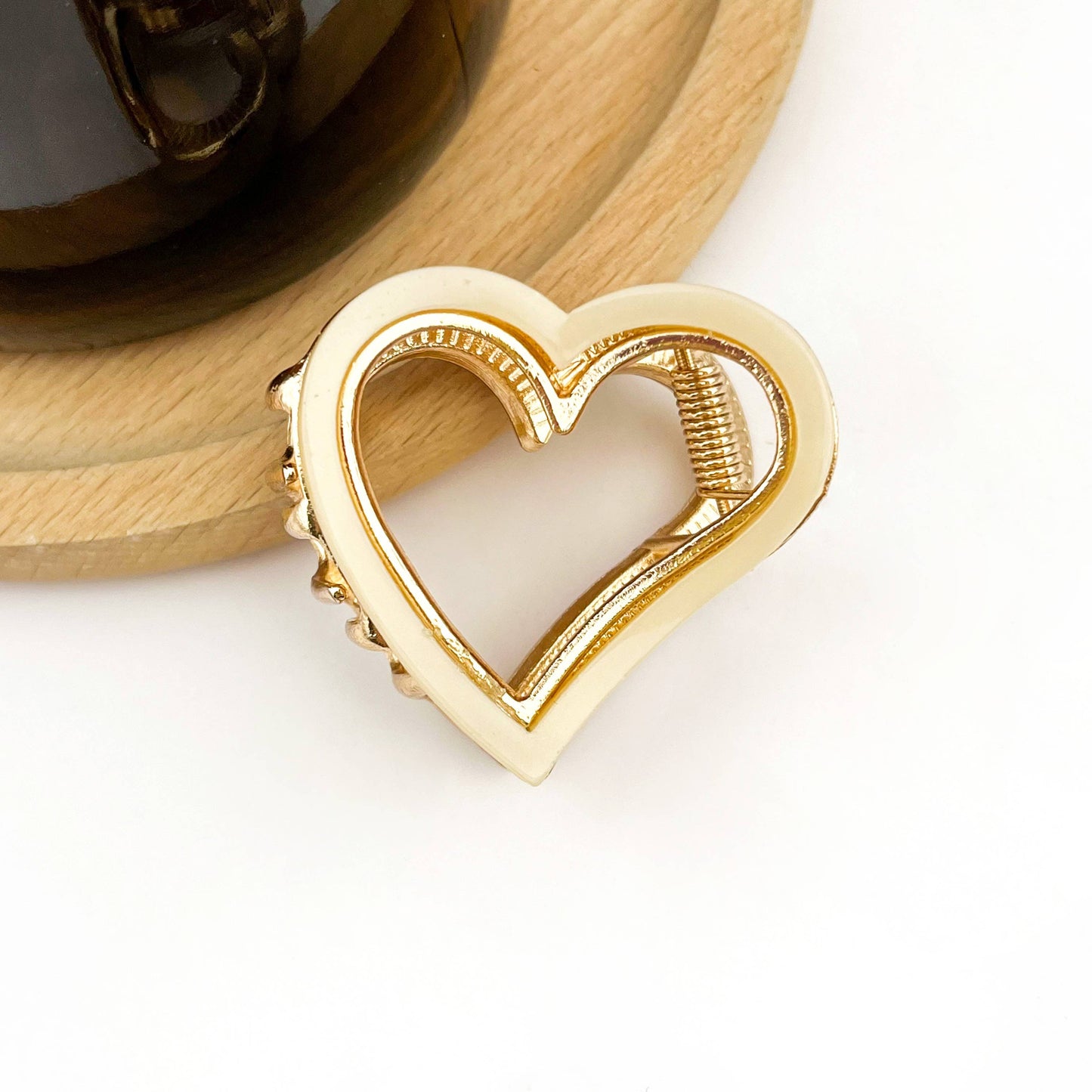 Heart-Shaped Metal & Acetate Hair Claw Clip