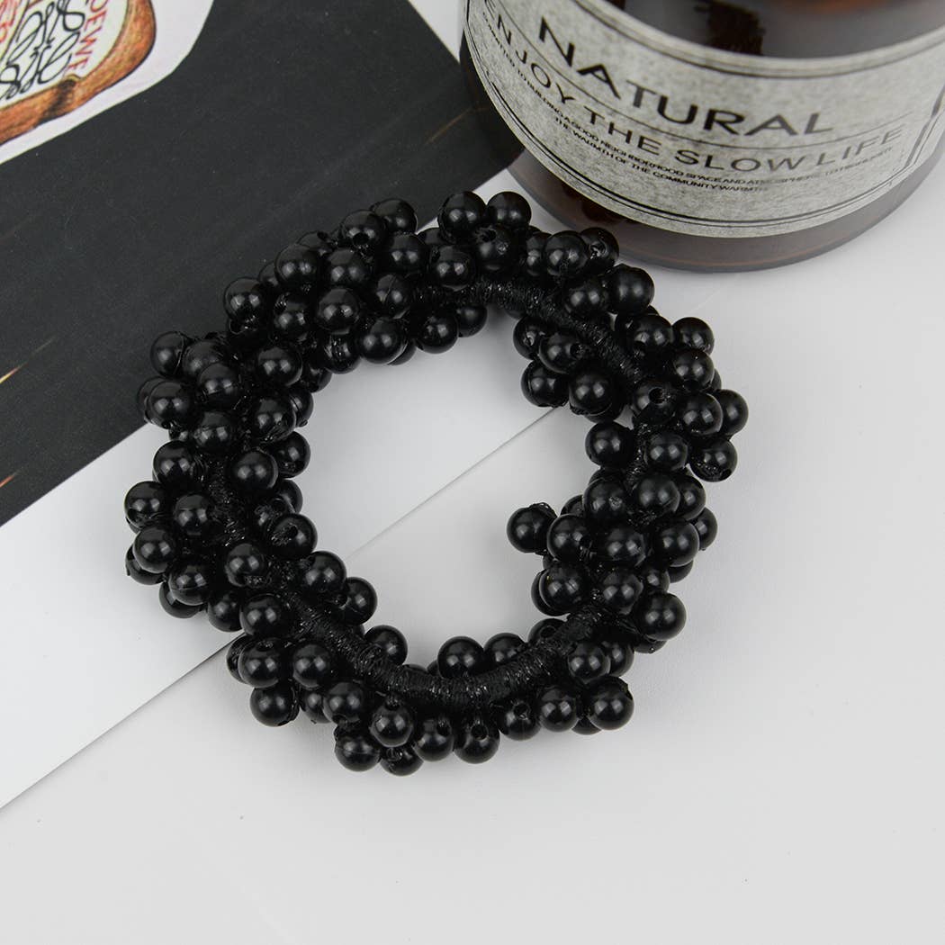 Beaded Hair Scrunchies, Faux Pearl Hair Tie