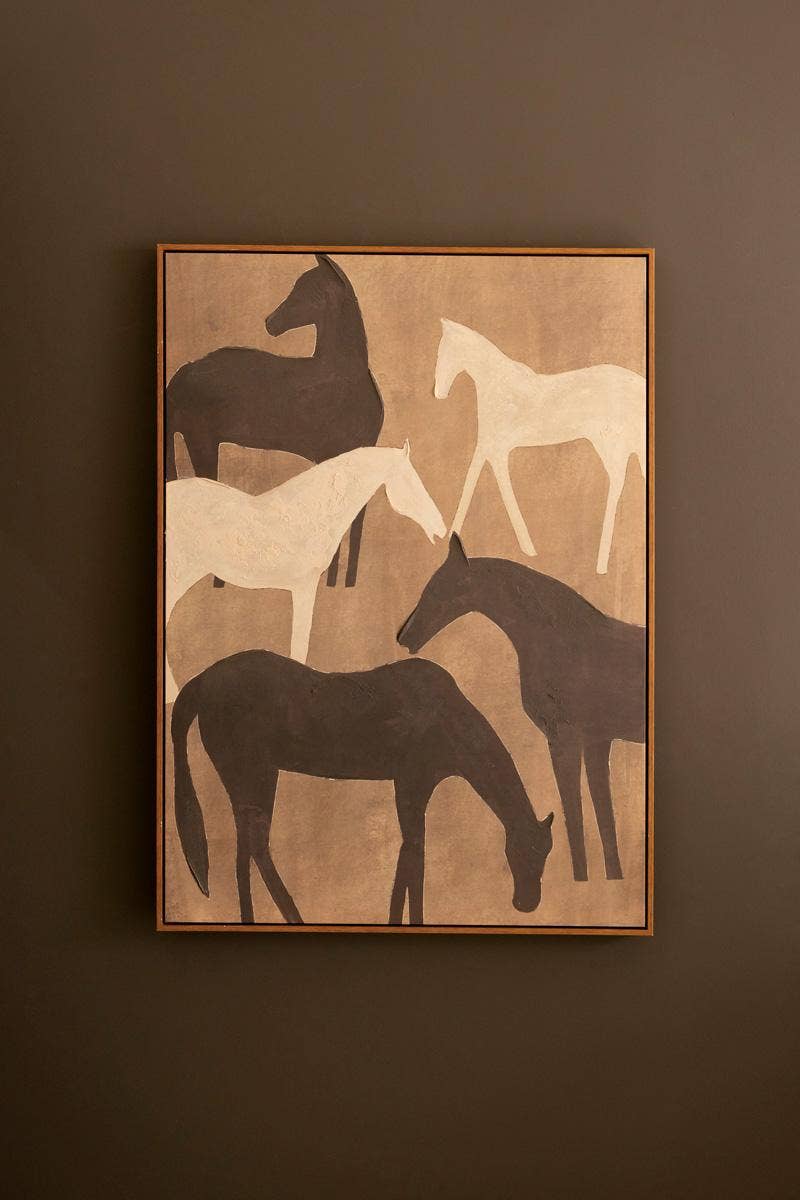 Framed Painting Five Horses