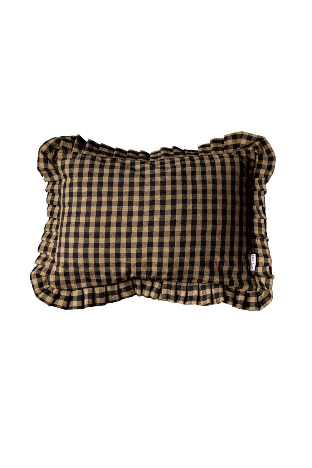 Ruffle Pillow Sham Olive Green Gingham