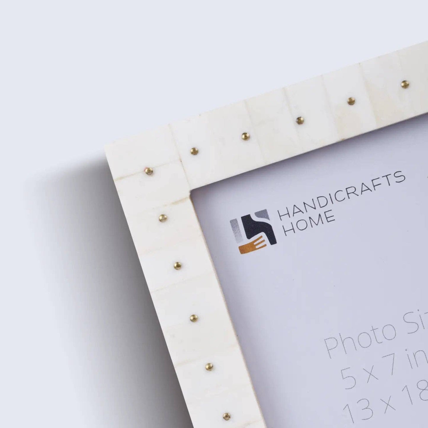 Bone & Brass Picture Frame – Handmade Noor Stud Pattern 5 x 7