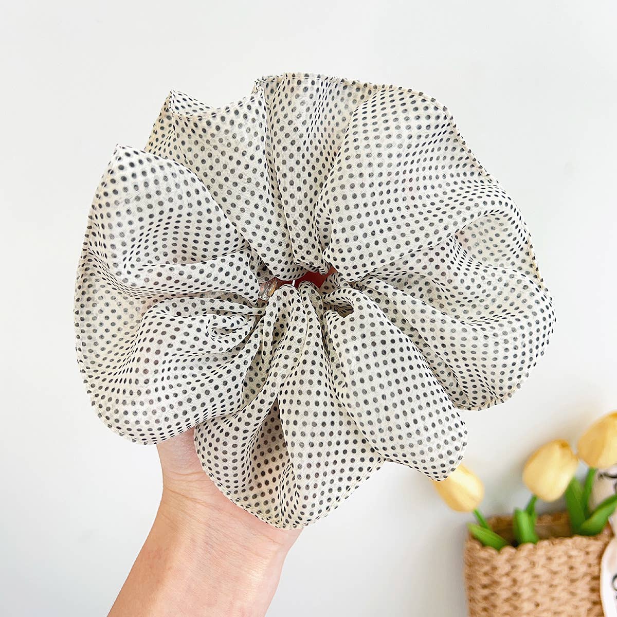 Organza Small Polka Dot Scrunchies- Set of 2