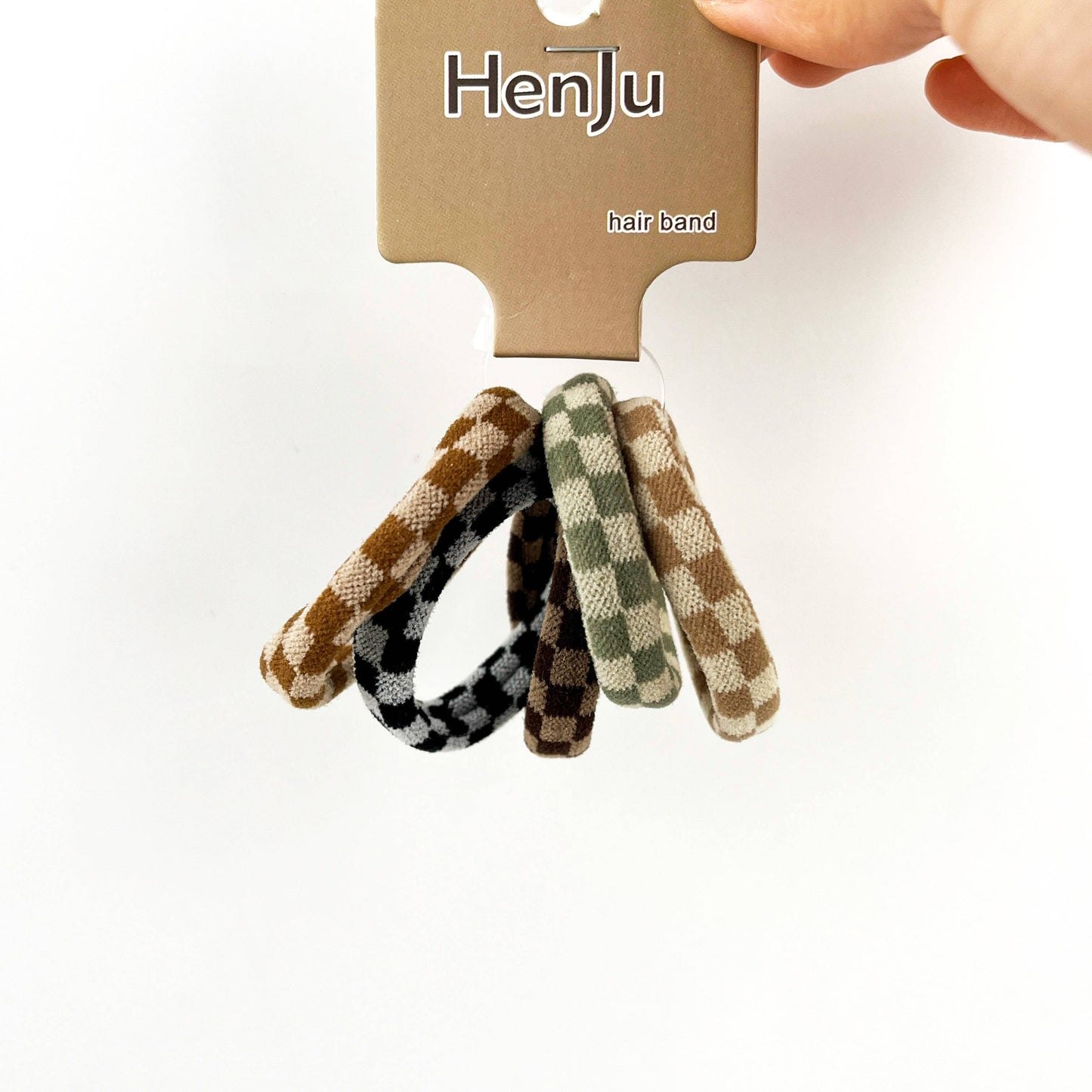 5PCS Seamless Checkerboard Towel Hair Tie Set