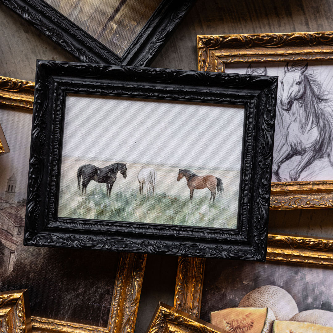 Stallion Sketch Gold Mould Framed Art