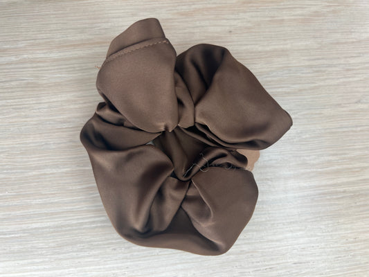 Large Satin Scrunchie- Brown
