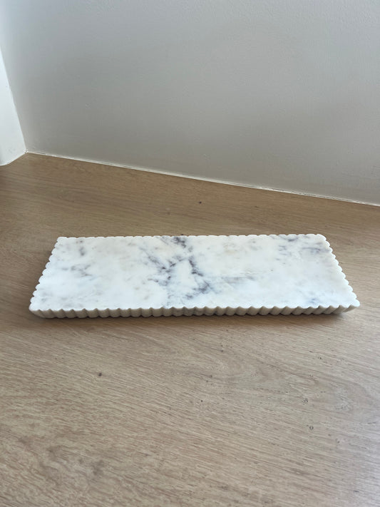 White Marble Tray with Grooves