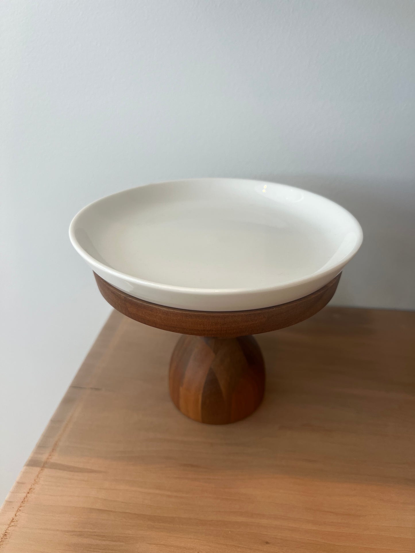 Wood Pedestal & Serving Dish