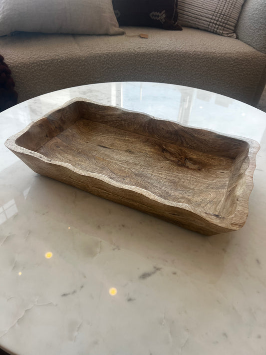 Wood Tray With Scalloped Edge