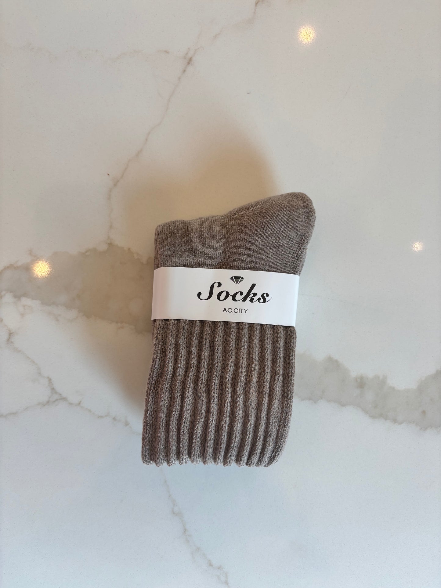 Taupe Crew Socks