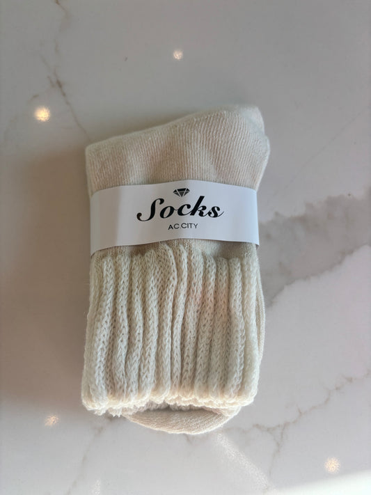 Cream Crew Socks
