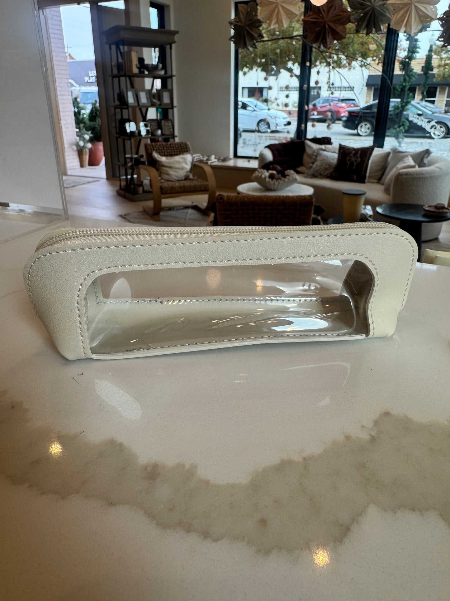 Small Cream/Clear Travel Case