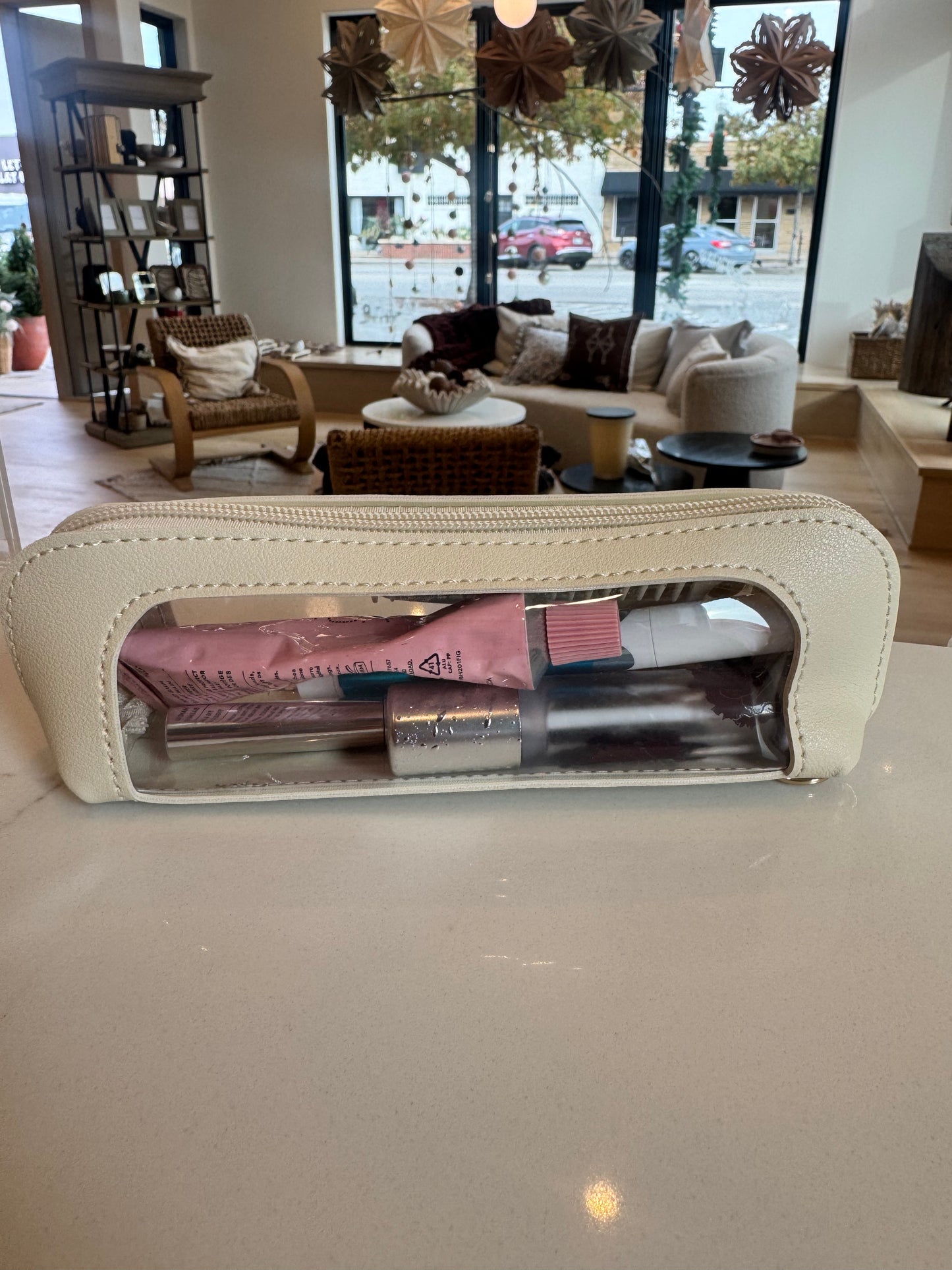 Small Cream/Clear Travel Case