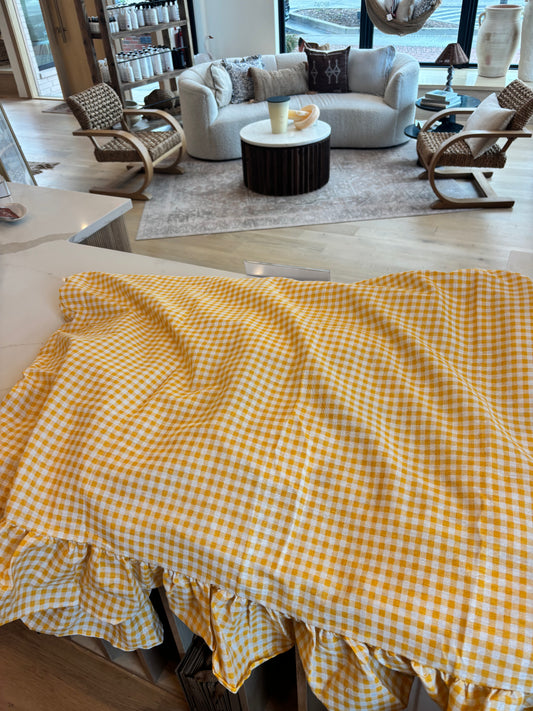 Yellow Gingham Table Cloth 180 x 340