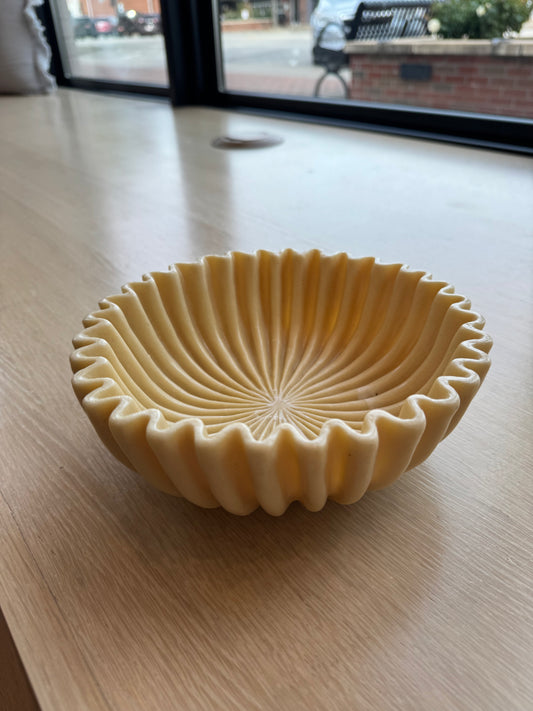 Cream/Yellow Resin Fluted Bowl