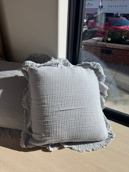 Light Blue Ruffled Trim Pillow