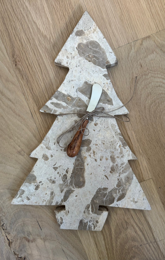 Tree shaped cutting board with knife