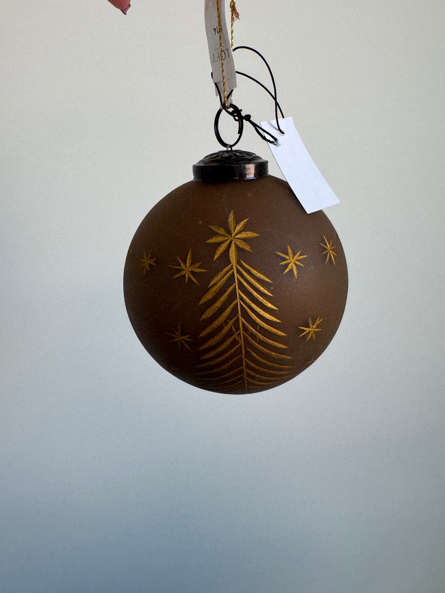 Glass Ornament with trees & stars
