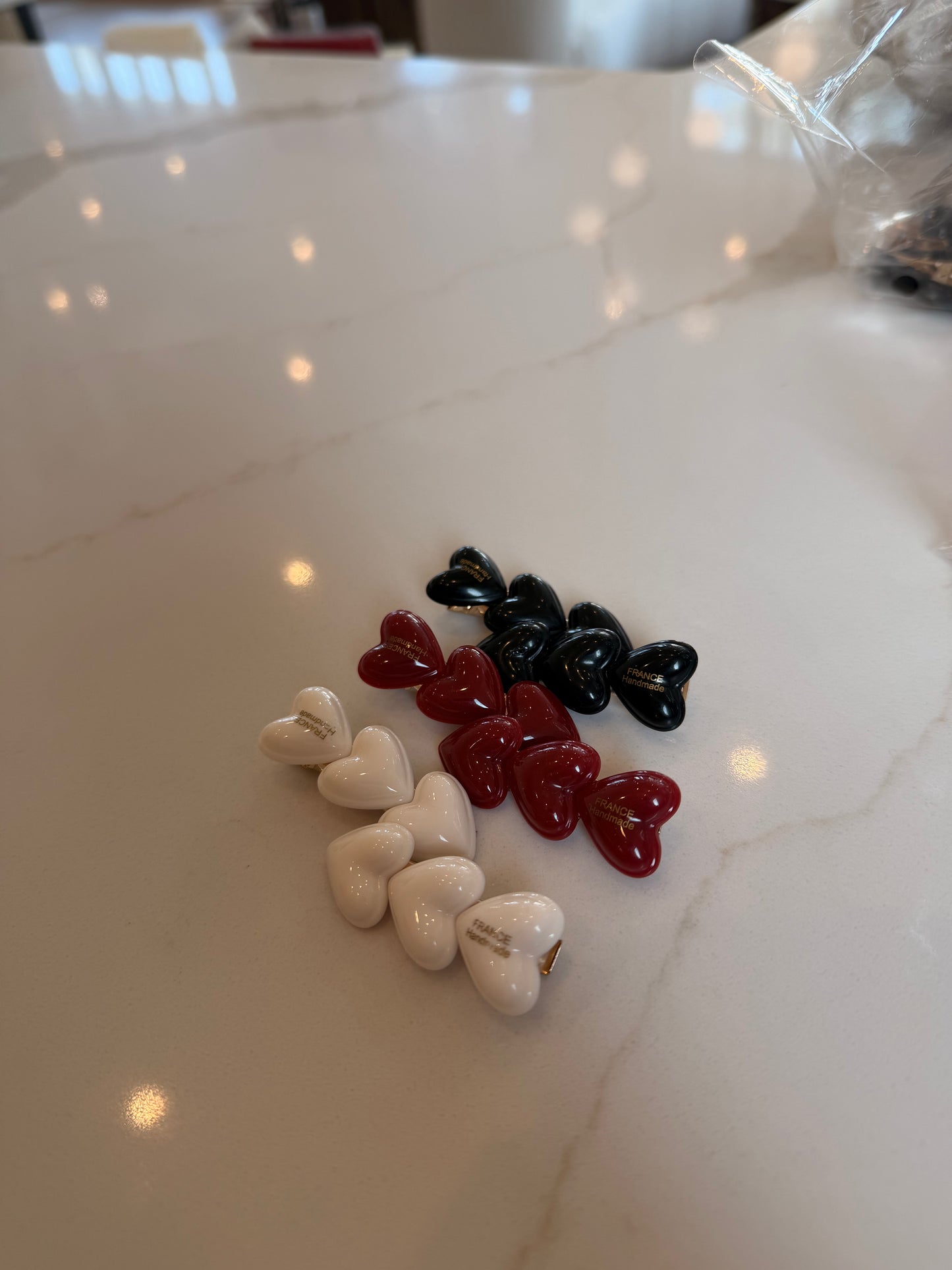 Heart Hair Clips (Red, Black, White)