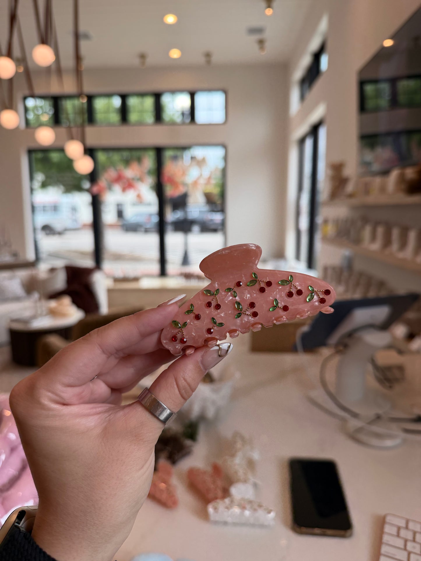 Pink Glossy Cherry Claw Clip