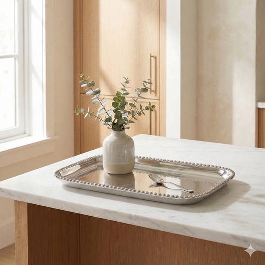 Engravable Rect Beaded Tray - MD