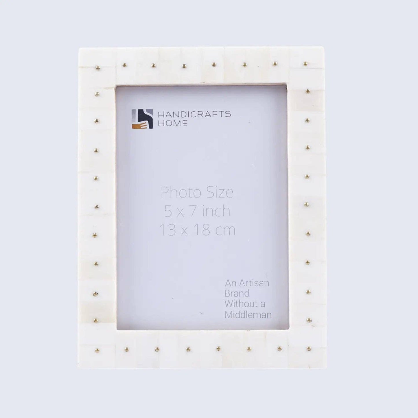 Bone & Brass Picture Frame – Handmade Noor Stud Pattern 5 x 7