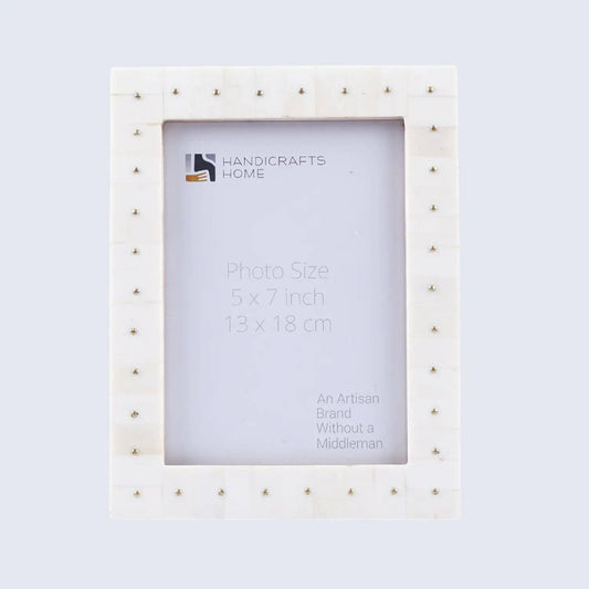 Bone & Brass Picture Frame – Handmade Noor Stud Pattern 5 x 7