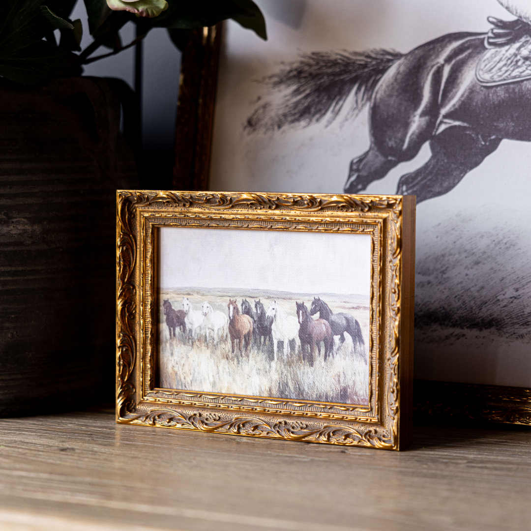 Stallion Sketch Gold Mould Framed Art