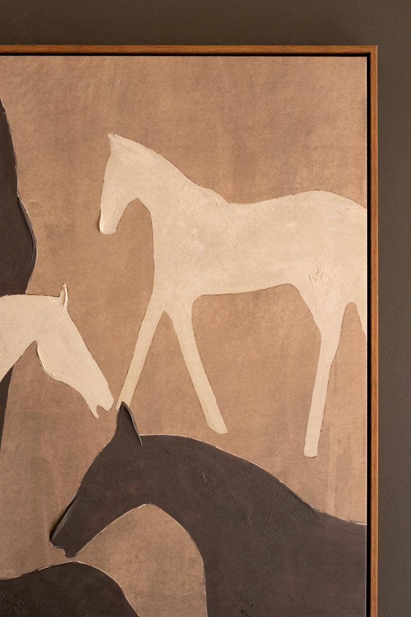 Framed Painting Five Horses